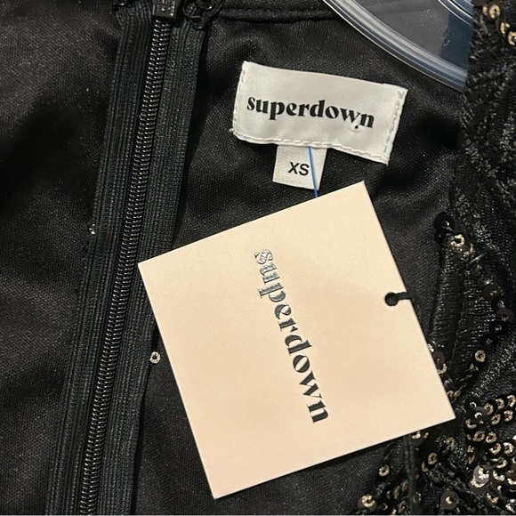 SUPERDOWN NWT Black Long Sleeve Nia Sequin Fringe Mini Dress XS - Picture 12 of 16